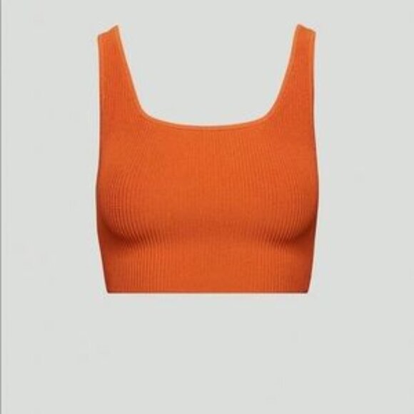 Babaton Aritzia - Sculpt Knit Cropped Tank Top | Size Small | Butternut Orange - Picture 1 of 13